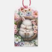 Spring Blush Roze bloemenkonijn Baby Meisje Douche Cadeaulabel (Achterkant)