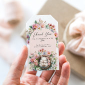 Spring Blush Roze bloemenkonijn Baby Meisje Douche Cadeaulabel