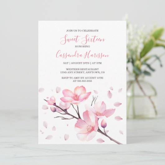 Spring Blush Roze Kersenbloesem Sakura Verjaardag Kaart (Staand voorkant)