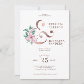 Spring blush roze rose goud bloemenbruiloft kaart (Voorkant)