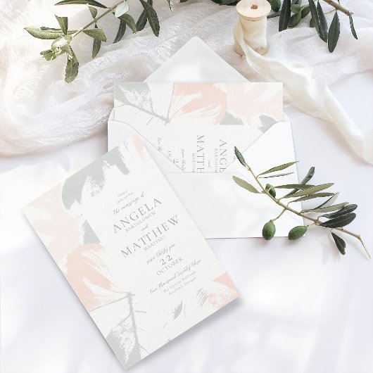 Spring Blush Sage Abstracte uitnodiging