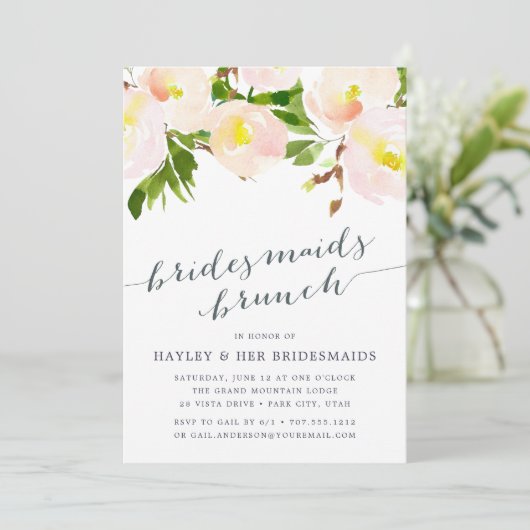 Spring Blush | Uitnodiging van Bridesmaids Brunch (Staand voorkant)