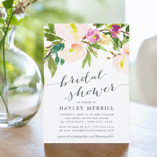 Spring Blush   Waterverf Bridal Shower Invitation Kaart