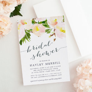 Spring Blush   Waterverf Bridal Shower Invitation Kaart