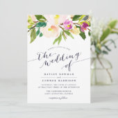 Spring Blush Waterverf Floral bruiloft uitnodiging (Staand voorkant)