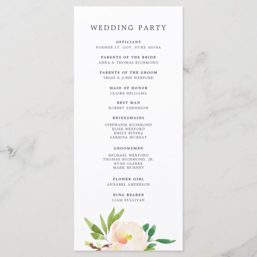 Spring Blush Wedding Ceremony Programma Programmakaart (Achterkant)