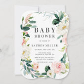 Spring Blush Wreath Baby shower Invitation Kaart (Voorkant)