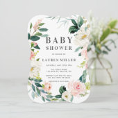 Spring Blush Wreath Baby shower Invitation Kaart (Staand voorkant)