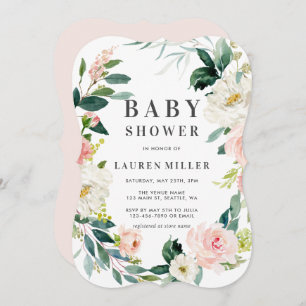 Spring Blush Wreath Baby shower Invitation Kaart