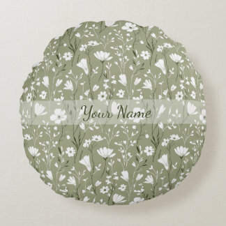 Spring Bobo Wildflowers Sage Green Personalized Rond Kussen