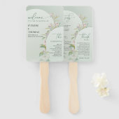 Spring boho arch greenery blush floral hand fan handwaaier (Voorkant en achterkant)