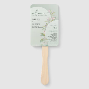 Spring boho arch greenery blush floral hand fan handwaaier