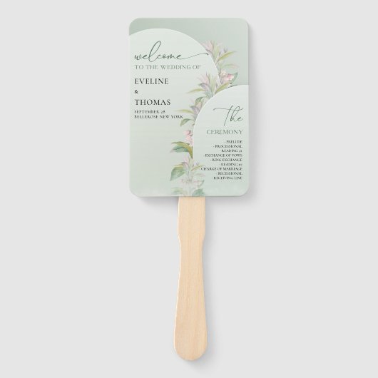 Spring boho arch greenery blush floral hand fan handwaaier (Voorkant)
