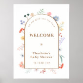 Spring Boho Arch Wildflower Baby shower Welkom Poster (Voorkant)