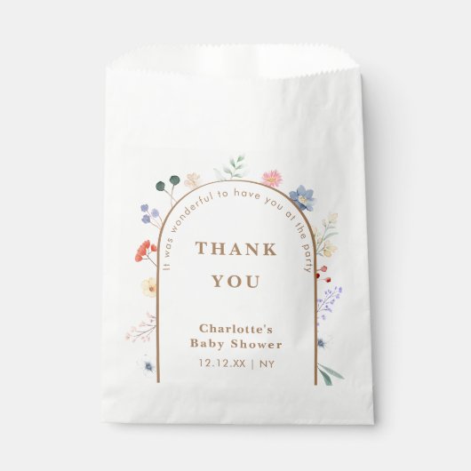Spring Boho Arch Wildflower Bloemen Baby shower Bedankzakje (Voorkant)