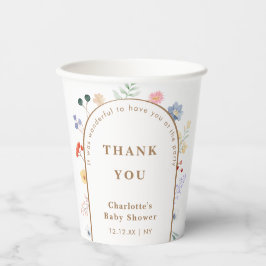 Spring Boho Arch Wildflower Bloemen Baby shower Papieren Bekers