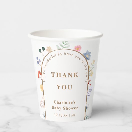 Spring Boho Arch Wildflower Bloemen Baby shower Papieren Bekers (Voorkant)