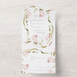 Spring Boho Big Bold Wildflower Geformmed Wedding All In One Uitnodiging