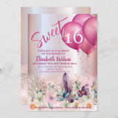 Spring Boho bloemen Girly ballon glitterij Kaart (Voorkant / Achterkant)