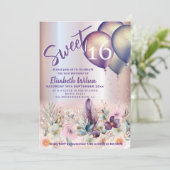 Spring Boho bloemen Girly ballon glitterij Kaart (Staand voorkant)