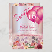 Spring Boho bloemen Girly ballon glitterij Kaart (Voorkant / Achterkant)