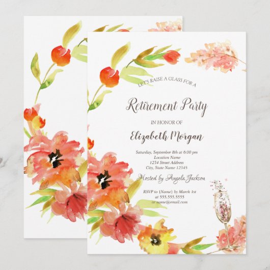 Spring Boho Bloemen Glas Pensioen Kaart (Voorkant / Achterkant)