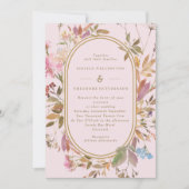 Spring Boho Blush & Gold Wildflower Lijst Wedding Kaart (Voorkant)