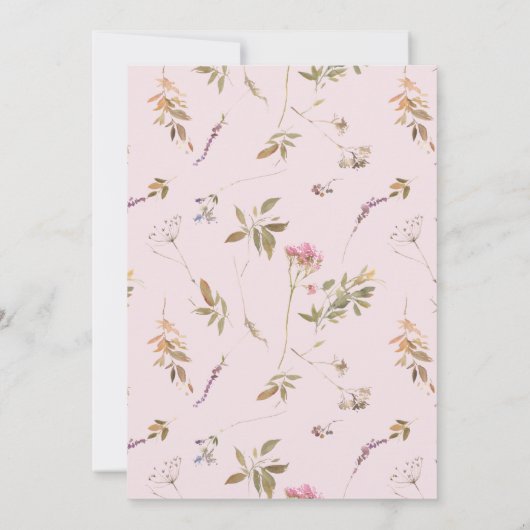 Spring Boho Blush & Gold Wildflower Lijst Wedding Kaart (Achterkant)