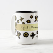 Spring Boho Bohemian Floral Gold Butterfly  Tweekleurige Koffiemok (Voorkant links)