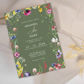 Spring Boho Chic Colorful Wildflower Wedding  Kaart