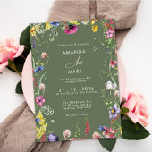 Spring Boho Chic Colorful Wildflower Wedding  Kaart