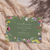 Spring Boho Chic Colorful Wildflower Wedding  Kaart