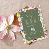 Spring Boho Chic Colorful Wildflower Wedding Thank Kaart