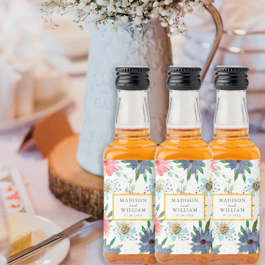 Spring Boho Chic Groen Wildflower bruiloft gunst Likeurfles Etiket