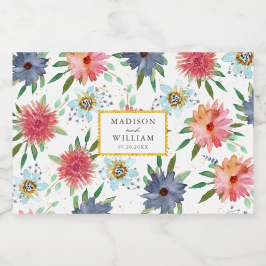 Spring Boho Chic Groen Wildflower bruiloft gunst Likeurfles Etiket (Enkel label)