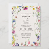 Spring Boho Chic Kleurrijke Wildflower Wedding Kaart (Voorkant)