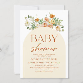 Spring Boho Floral Girl Baby shower Kaart