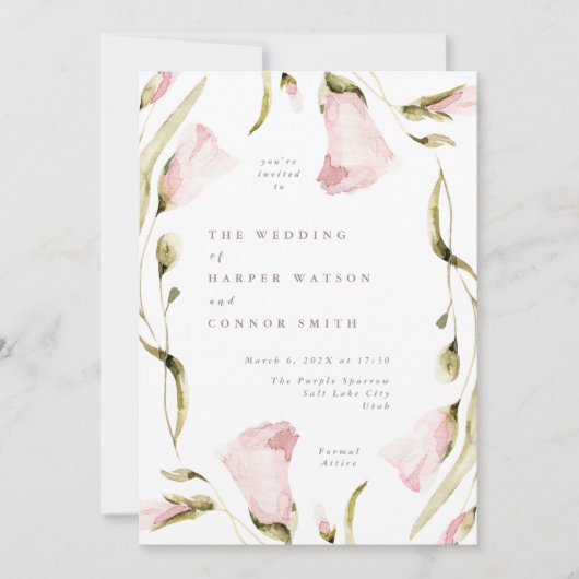 Spring Boho Flow Wildflower Framed Wedding Kaart (Voorkant)