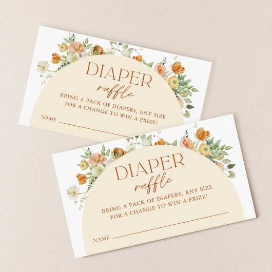 Spring Boho Flowers Baby shower Diaper Raffle Informatiekaartje