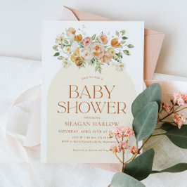 Spring Boho Flowers Girl Baby shower Kaart