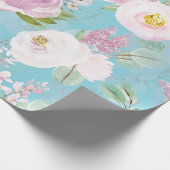 Spring Boho Hand getekende floralen op blauwgroen Cadeaupapier (Hoek)