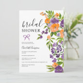 Spring Boho Paarse Sinaasappel Floral vrijgezellen Kaart (Staand voorkant)