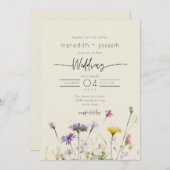 Spring Boho Wildflower bruiloft Kaart (Voorkant / Achterkant)