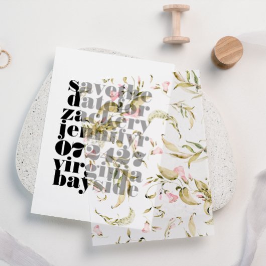 Spring Boho Wildflower Floral Wedding Overlay Vellum Uitnodigingen