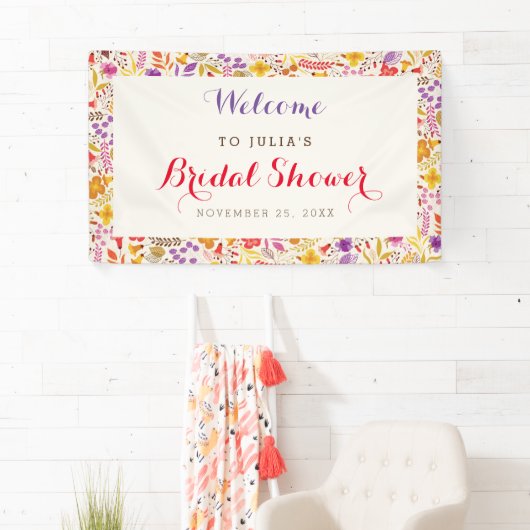 Spring Boho Wildflower Foliage Vrijgezellenfeest Spandoek (Insitu)