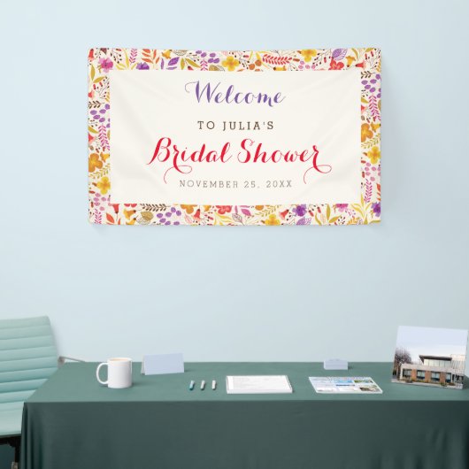 Spring Boho Wildflower Foliage Vrijgezellenfeest Spandoek (Beurs)