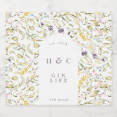 Spring Boho Wildflower Pampas Gin Likeurfles Etiket (Enkel label)