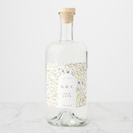 Spring Boho Wildflower Pampas Gin Likeurfles Etiket