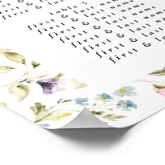 Spring Boho Wildflower Pampas Table Seating Chart Poster (Hoek)