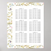 Spring Boho Wildflower Pampas Table Seating Chart Poster (Voorkant)